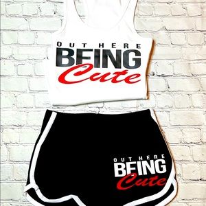 OUT HERE BEING CUTE TANK TOP SHORTSET